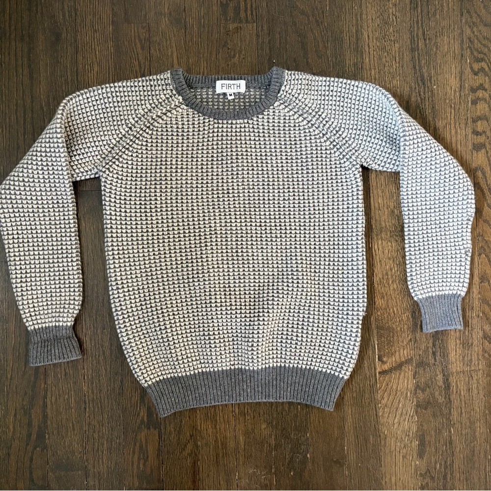 Gray and White Knit Sweater